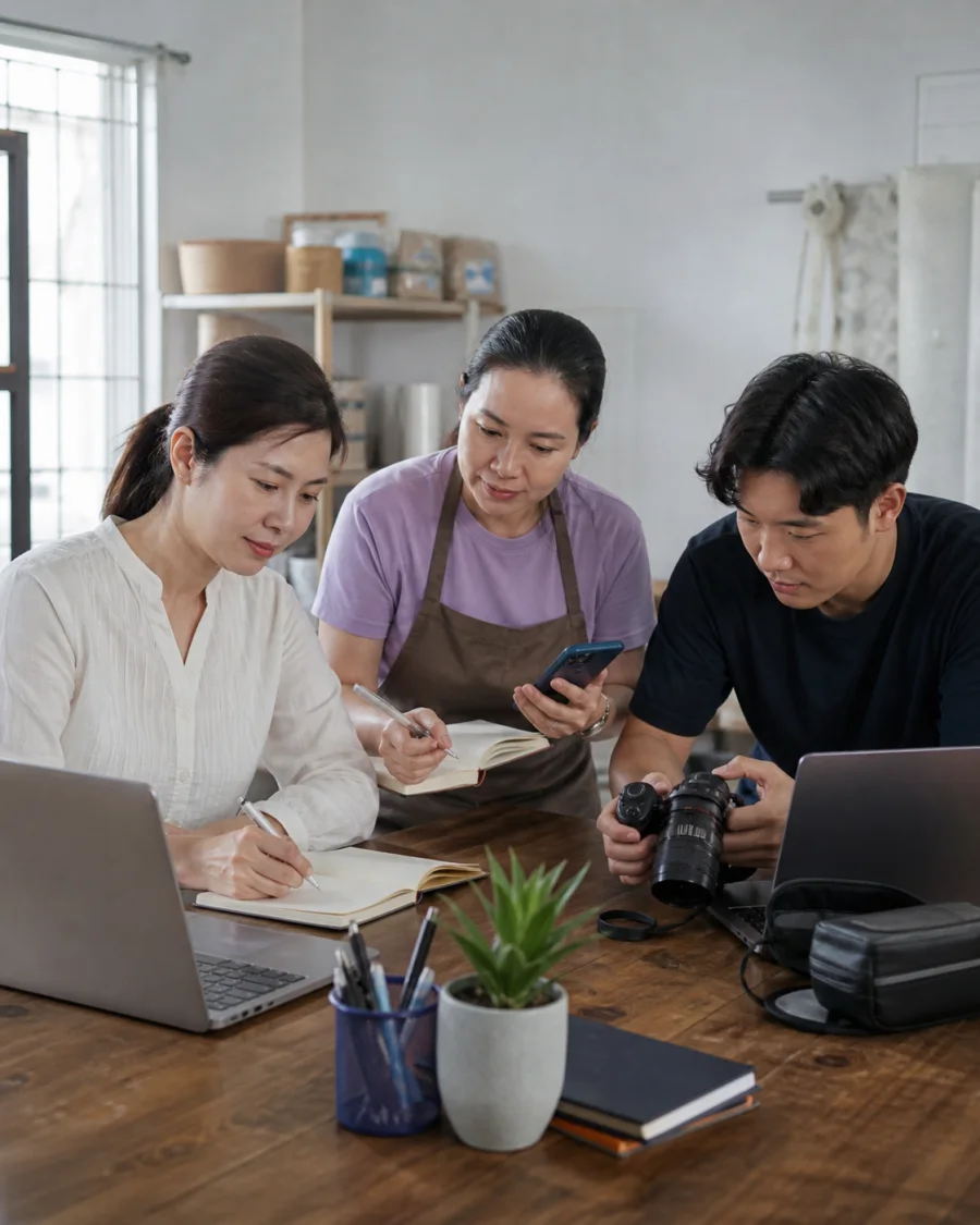 Giáo viên, chủ cửa hàng nhỏ và nhà sáng tạo nội dung cùng sử dụng công nghệ trong công việc hằng ngày